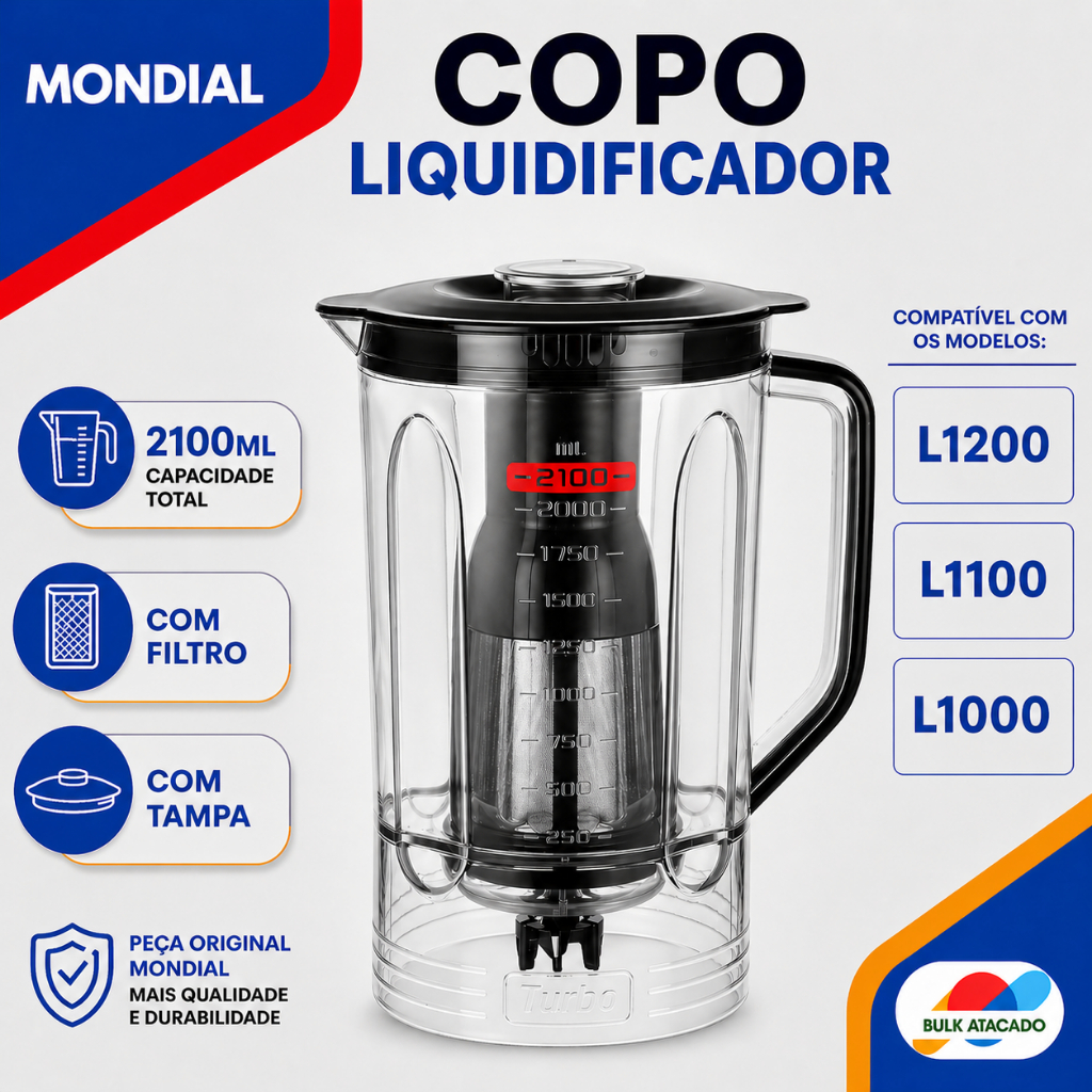 Copo Liquidificador Completo Original Mondial L-1200 L-1100 L-1000