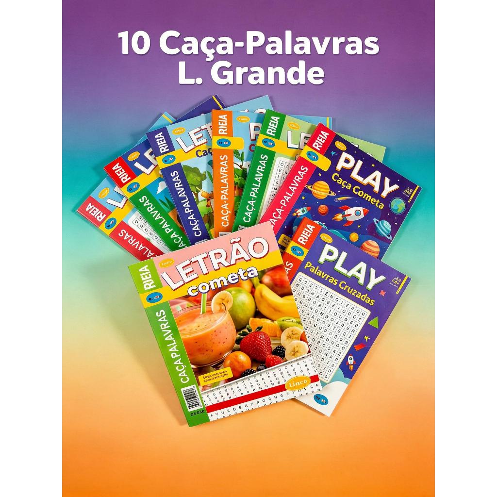 10 Revistas Caça Palavras com Letras Grandes / Passatempos Letrão