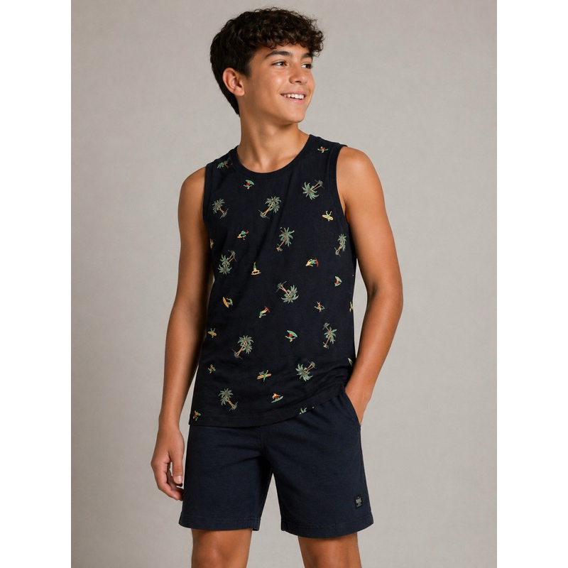 Regata Juvenil Masculina 100% Algodão Rovitex Confortável Estampada Verão TAM 12 14 16