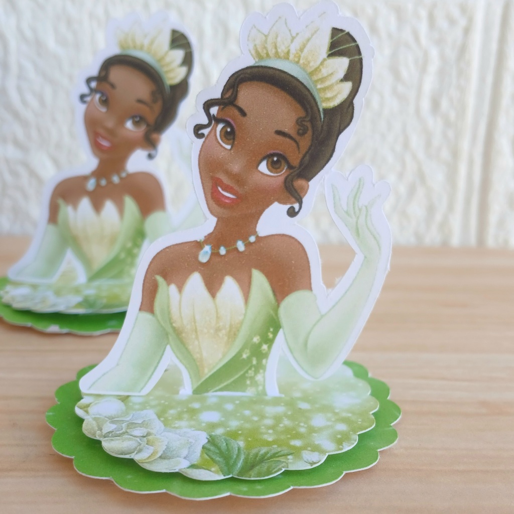 Kit Aplique 3D, 10, 20, 30 ou 40 und Tag PRINCESA TIANA Personalizada Festa Lembrancinha