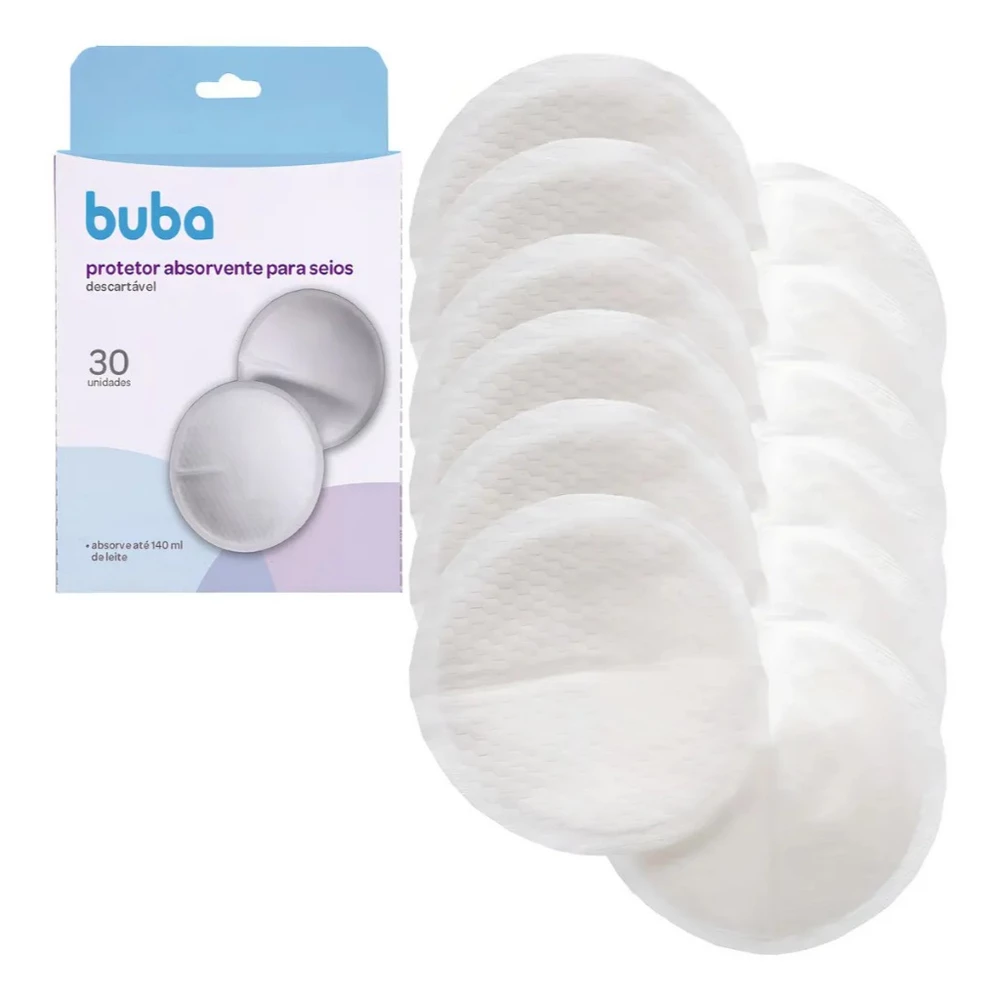 Protetor Absorvente Seios 30 Unidade Descartável Branco Buba