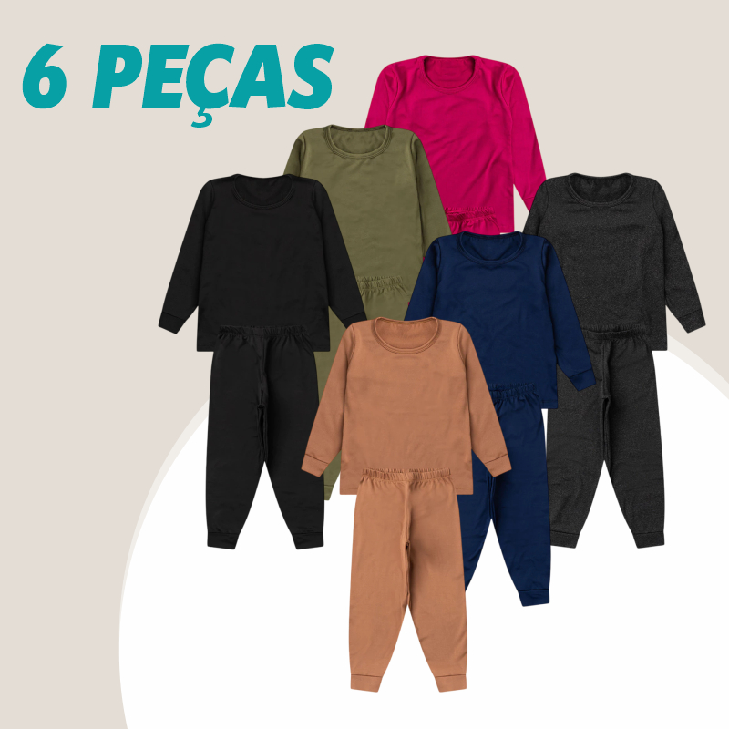 Kit Conjunto Infantil Unissex Poliéster Elastano Térmico Quente e Confortável Inverno Sortido