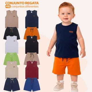 Kit 4 ou 6 Peças Sortidas Conjunto Regata Menino Infantil ou Conjunto Unitário Verão Masc…