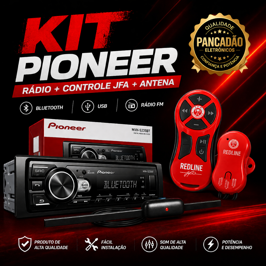 Aparelho de Som Pioneer Bluetooth Mp3 Usb + Controle Longa Distancia