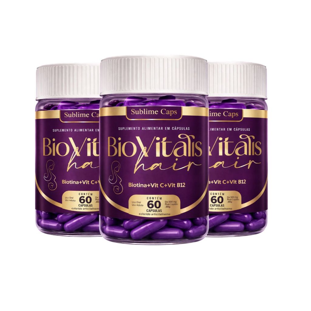Sublime Hair | Vitamina para Cabelos, Pele e Unhas Bio Vitalis A Original 3x60 Capula