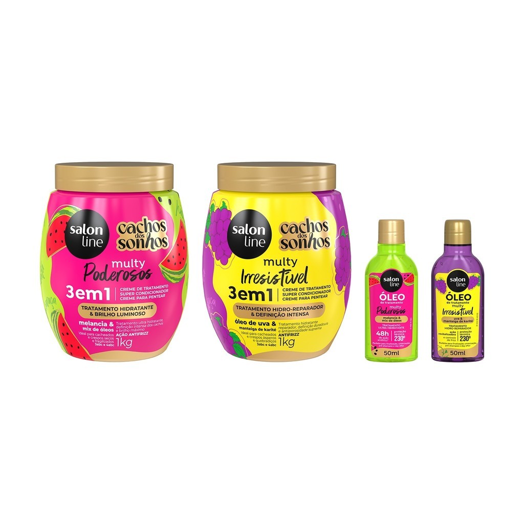 Kit Completo Cachos dos Sonhos Multy Melancia e Uva