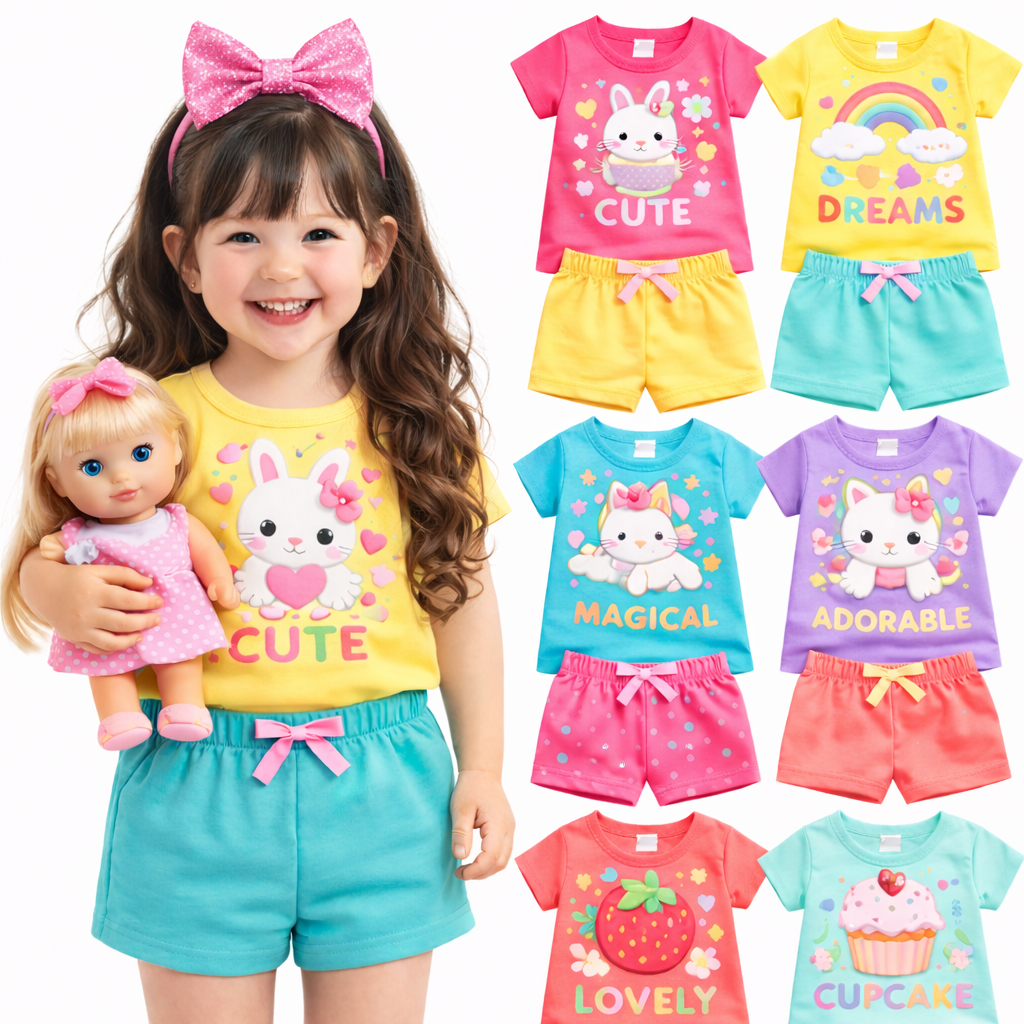 Kit Sortidos 6 Peças Roupa Infantil Menina Verão Conjunto Criança Bebê Feminino Roupa Infantil Bebê Pronta Entrega