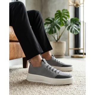 Tênis Sapatênis Tênis Meia Knit Cadarço de Elástico Couro Sintético Tecido