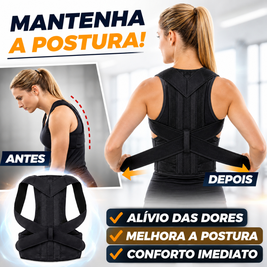Corretor Postural Ajustável Unissex | Colete Corretor para Costas e Ombros | Uso Diário