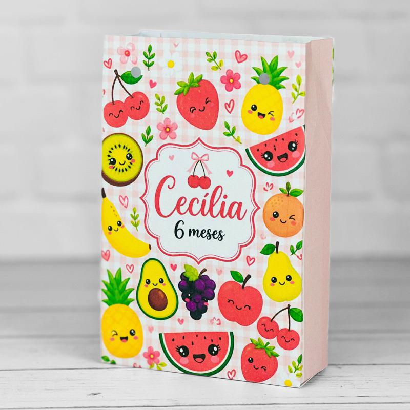 Sacolinha Personalizados Frutinhas Frutas Menina (PEGUE E MONTE) / Lembrancinha Mimos Festa Aniversário Infantil