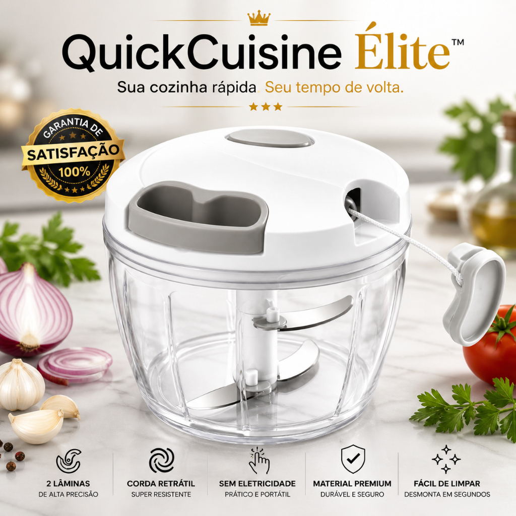 Mini Processador Manual de Alimentos Portátil Triturador Alho Cebola Temperos Legumes QuickCuisine