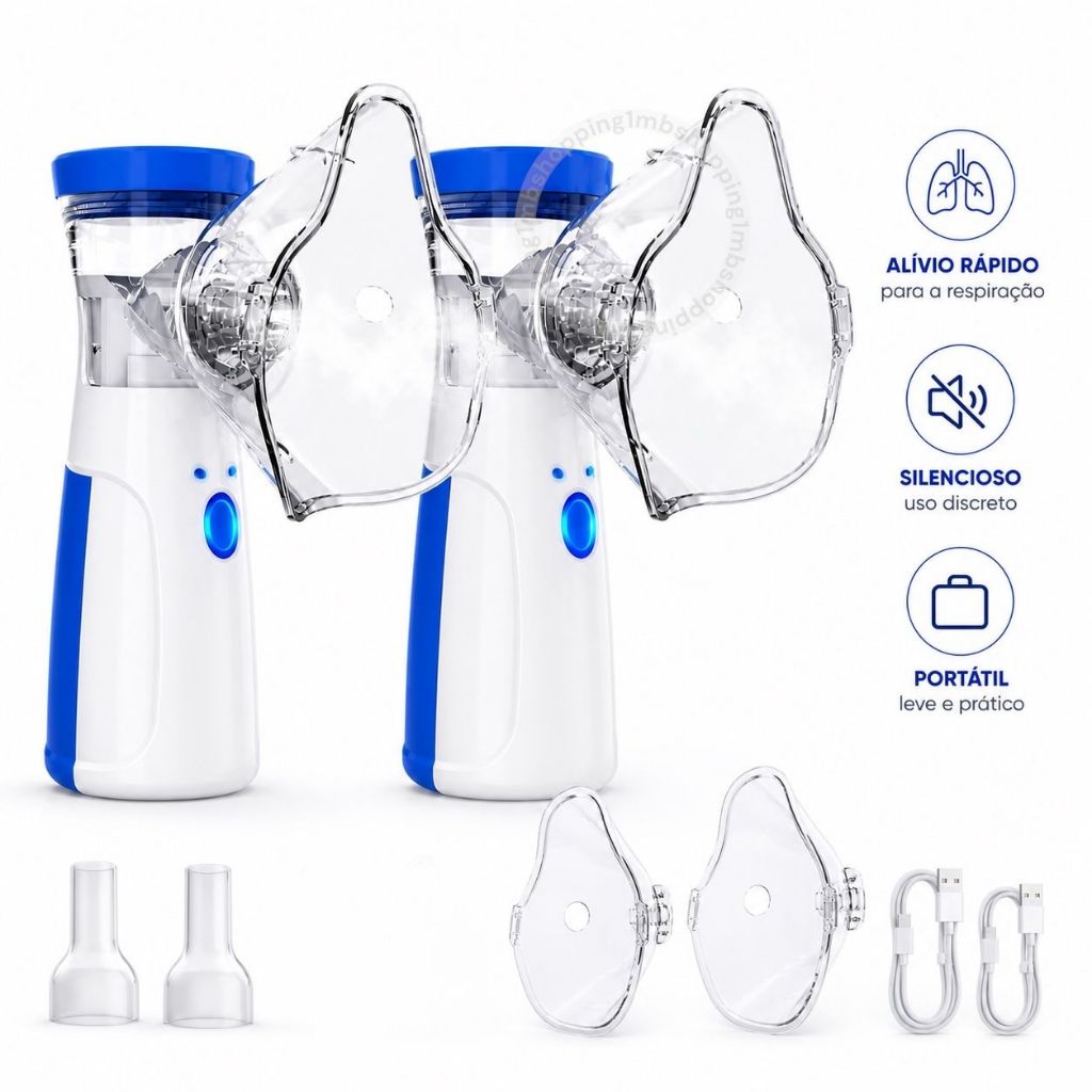 2 Nebulizador Portátil Silencioso Automático Ultrassônico Uso Diário Compacto  para Adulto e Criança