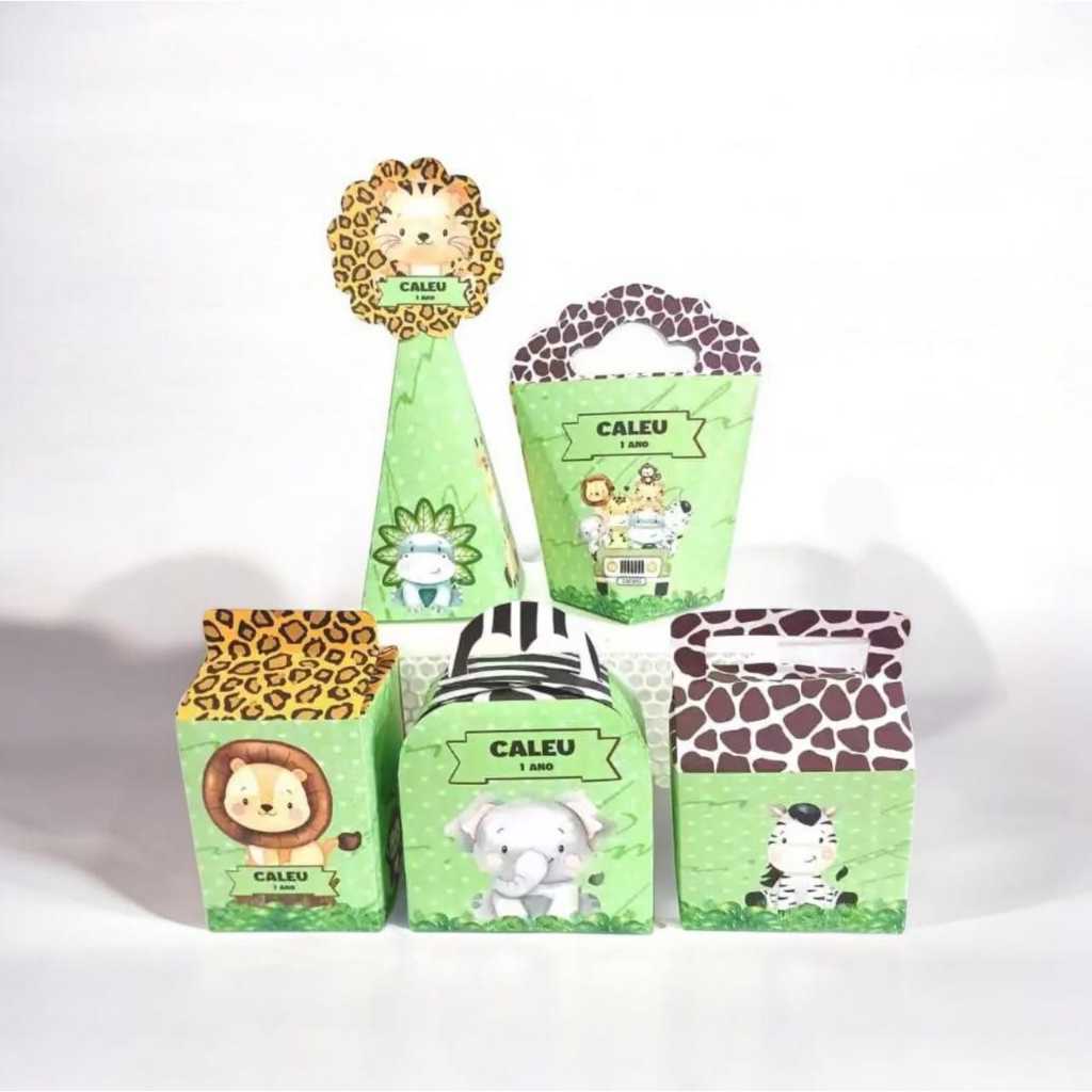 Kit Caixinhas Personalizadas Safari  para Menino Festa Aniversário Lembrancinhas Personalizados