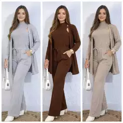 CONJUNTO FEMININO LÃNZINHA DE FRIO OUTONO INVERNO 3 PEÇAS ESTILOSO PANTALONA