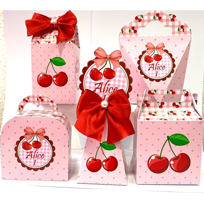 Kit Caixinhas Personalizadas Cerejinha | Lembrancinhas de Aniversário | Kit Festa Personalizado