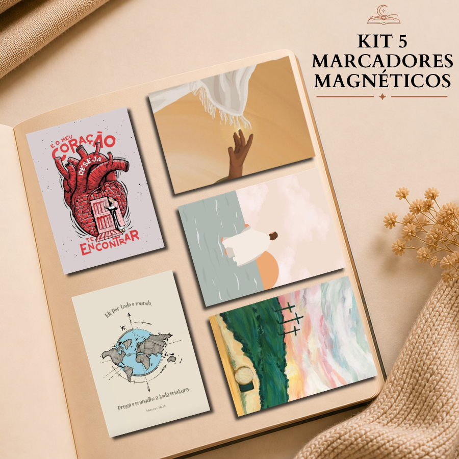 Kit 5 marcadores magnéticos - Bíblico III