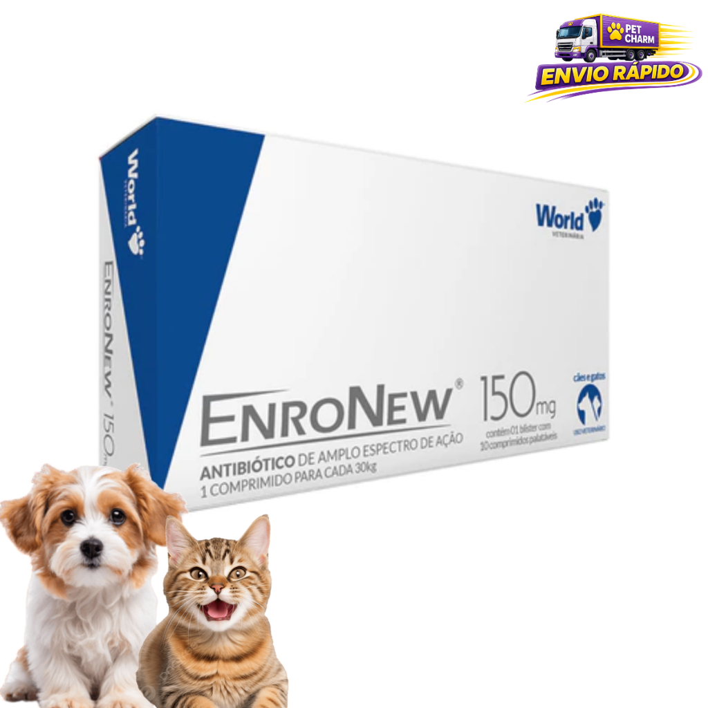 Enronew 150mg para Cães e Gatos Antibiótico 10 Comprimidos