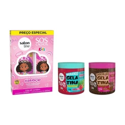 Kit Shampoo e Condicionador SOS Cachos Kids com 2 Gelatinas #todecacho Morango e Chocolate 550g