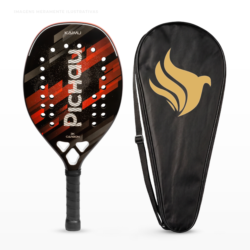 Raquete de Beach Tennis Pichau Kaimu 3K Carbon 26 Furos, PES-RKT-KAI