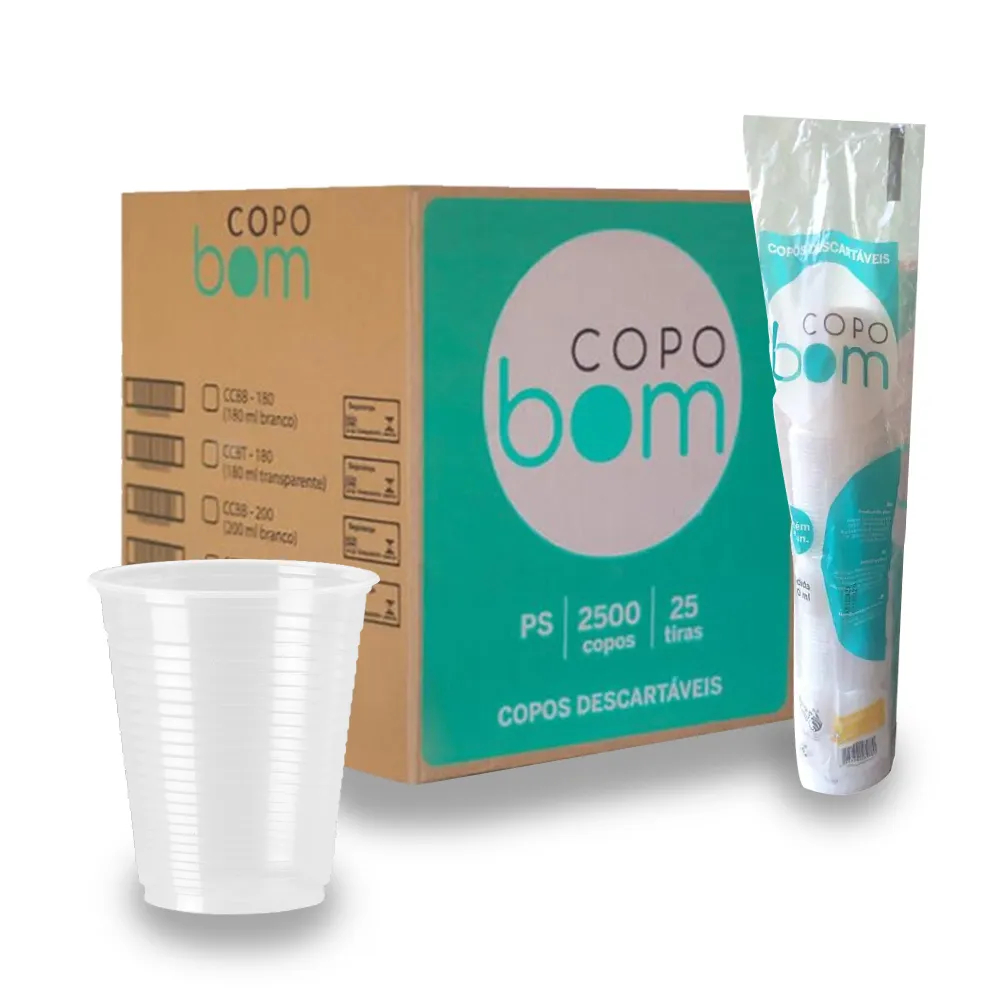 Kit Copos Plásticos Descartáveis Transparente 180ml Copobom