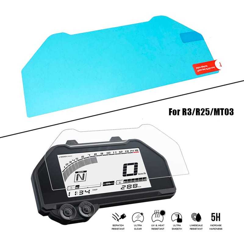 Película Protetora Painel Yamaha MT-03 / R3 2021-2024 TPU Premium Anti-Risco Blu-ray Velocímetro