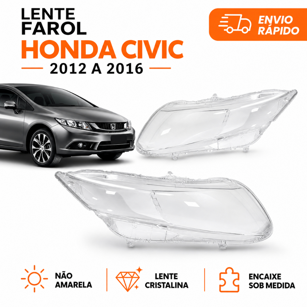 Lente Farol Honda Civic 2012 2013 2014 2015 2016