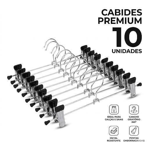 Kit 10 Cabides  20 cabides 3 cabides Presilha Metal Cromado Para Saia Calça Camiseta  Bermuda Vestido