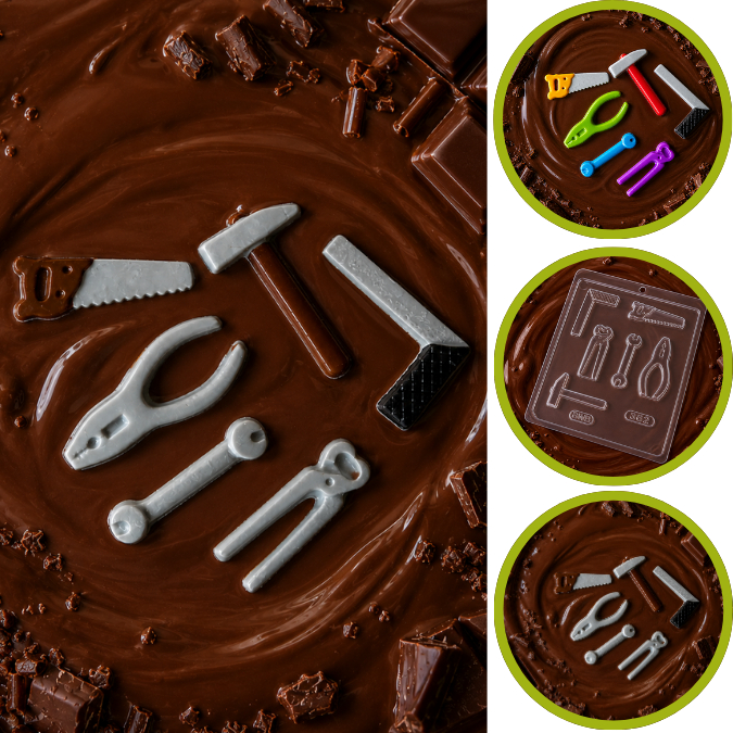 1~10 Forma Simples em Acetato BWB Para Bombom, Doces, e Confeitaria Dia Dos Pais Cód.362-Ferramentas (H7) (CHOCO)