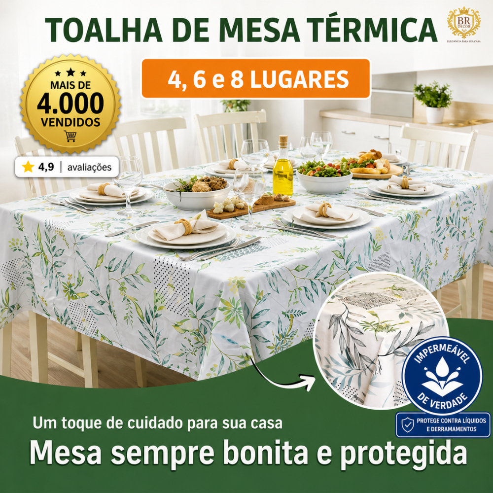 Toalha De Mesa Térmica 4, 6 e 8 Lugares - Plástica - Durabilidade e Elegância