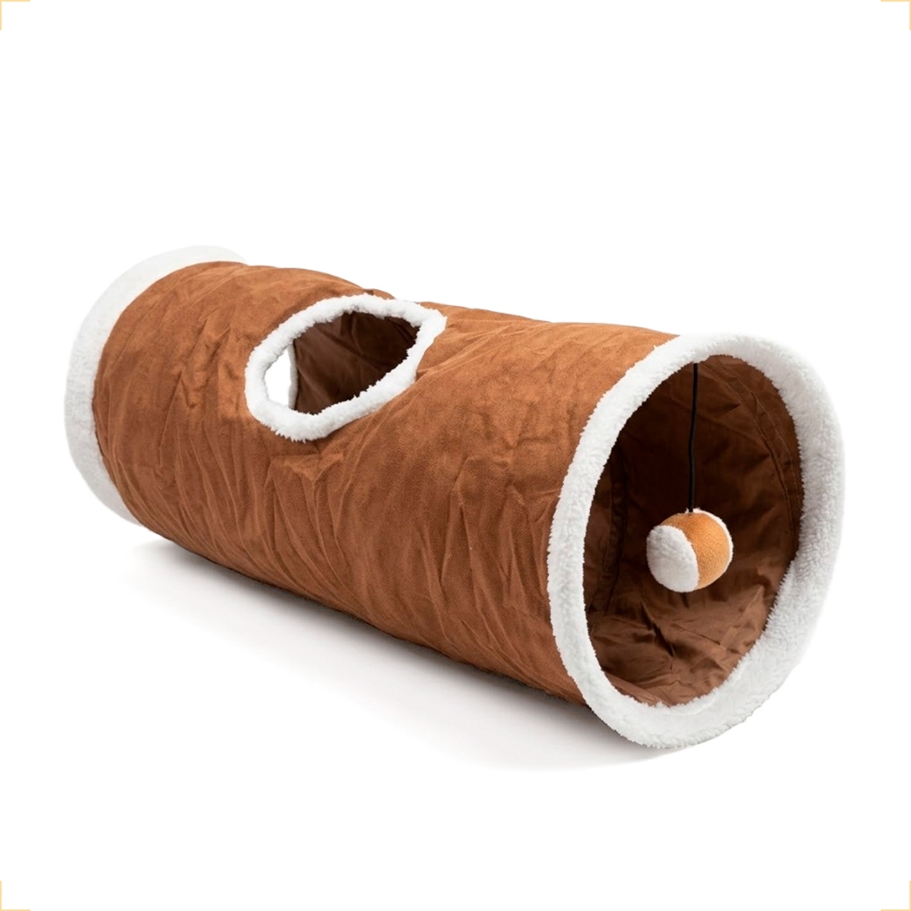 Brinquedo Para Gato Interativo Túnel Labirinto Esconderijo Pequeno Médio Com Bolinha Pet 66cm