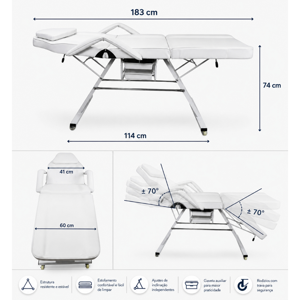 Poltrona Maca Para Estética Ergonômica - Smart Com Gaveta Bandeja Giant Innovation · foto 2