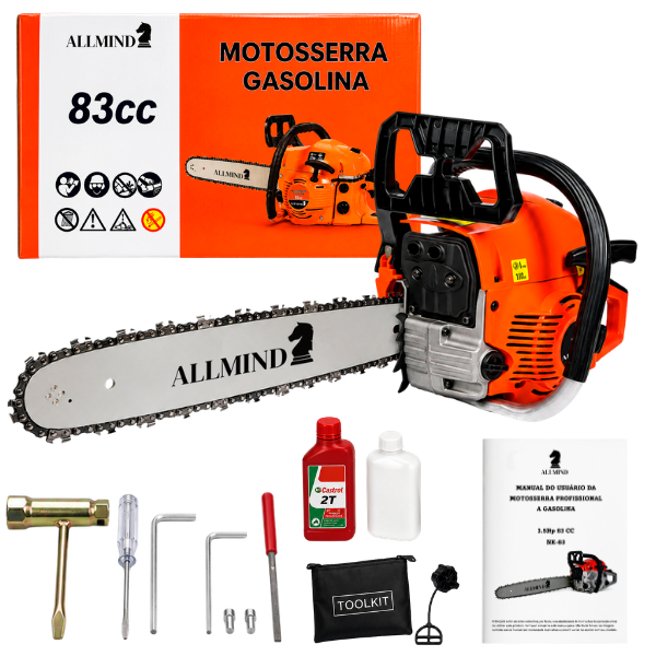 Motosserra Gasolina Profissional 83cc Moto Serra Motoserra 3.5HP Oleo Sabre 20 Polegadas 78cm