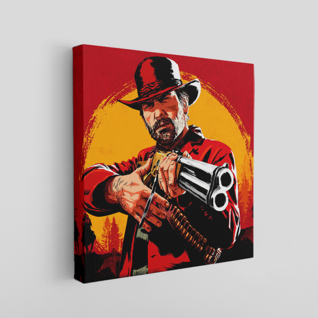 Quadro Decorativo Arthur Morgan – Pistoleiro Mortal Faroeste | Tamanhos 30x30cm, 40x40cm ou 60x60cm
