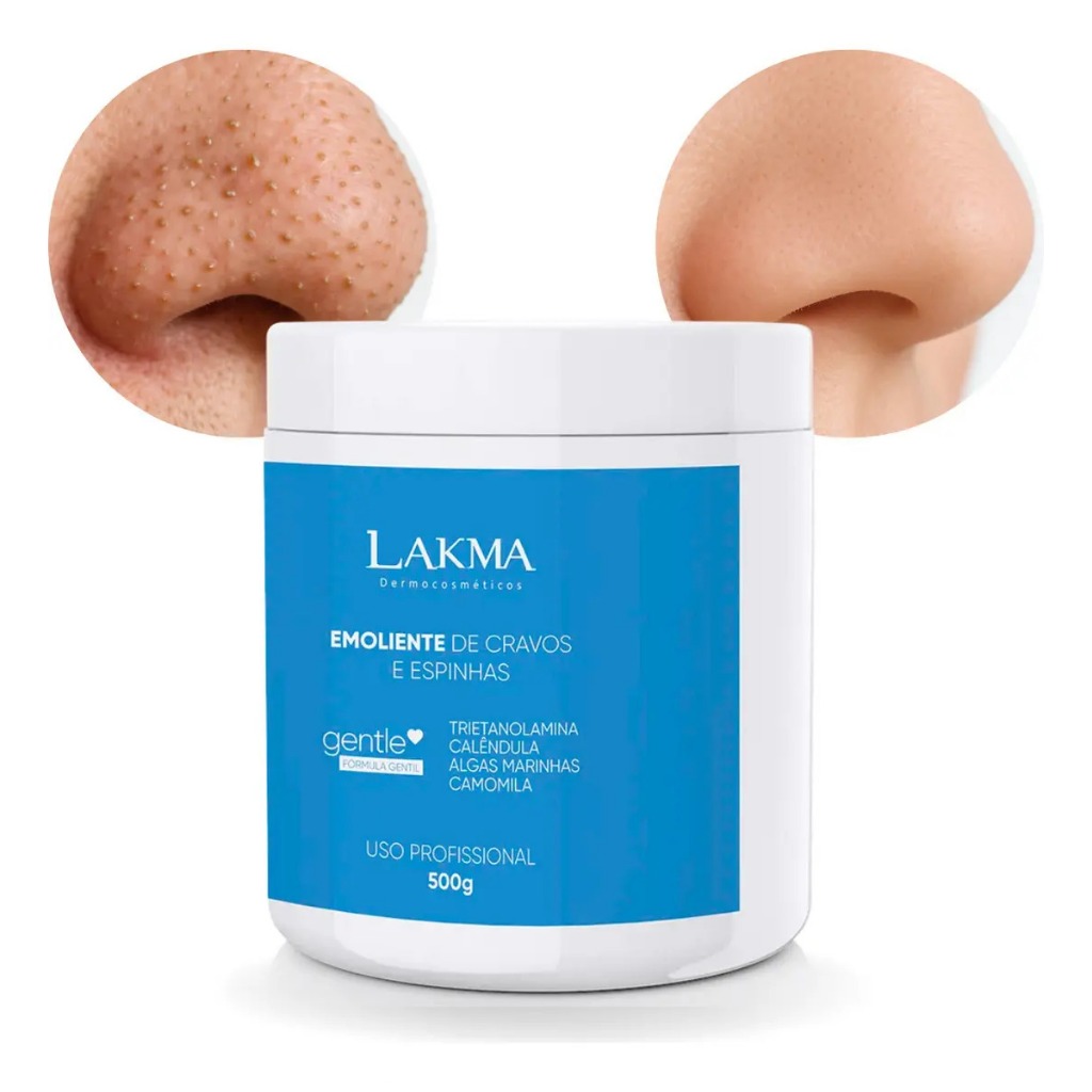 Creme Emoliente Lakma 500g - Calmante e Dermatologicamente Testado para Cravos e Espinhas