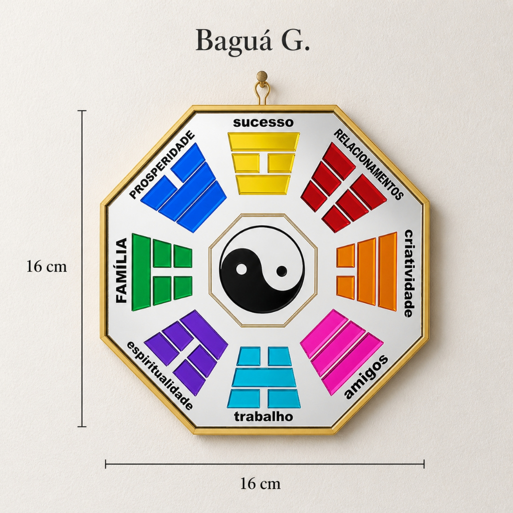 Baguá de Vidro Ying Yang Espelho Feng Shui | Tamanhos P ou G para Harmonia e Equilíbrio Ying Yang Feng Shui — imagem 2 de 2