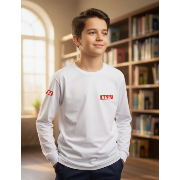 Uniforme Sesi Camiseta Manga Longa Infantil E Juvenil PV malha fria uniforme oficial sesi 2026