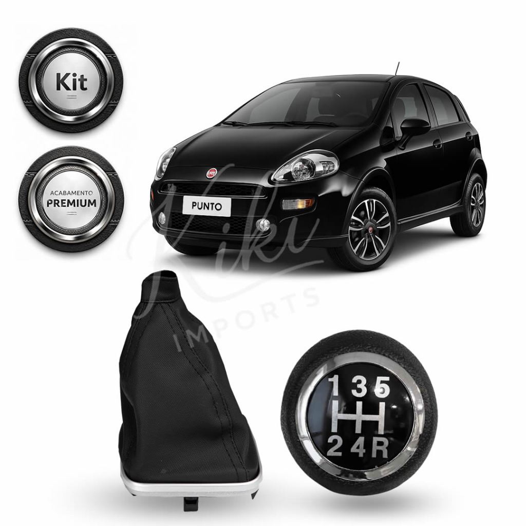 Kit Manopla e Coifa De Câmbio Fiat Punto e Linea Couro Ecológico Premium