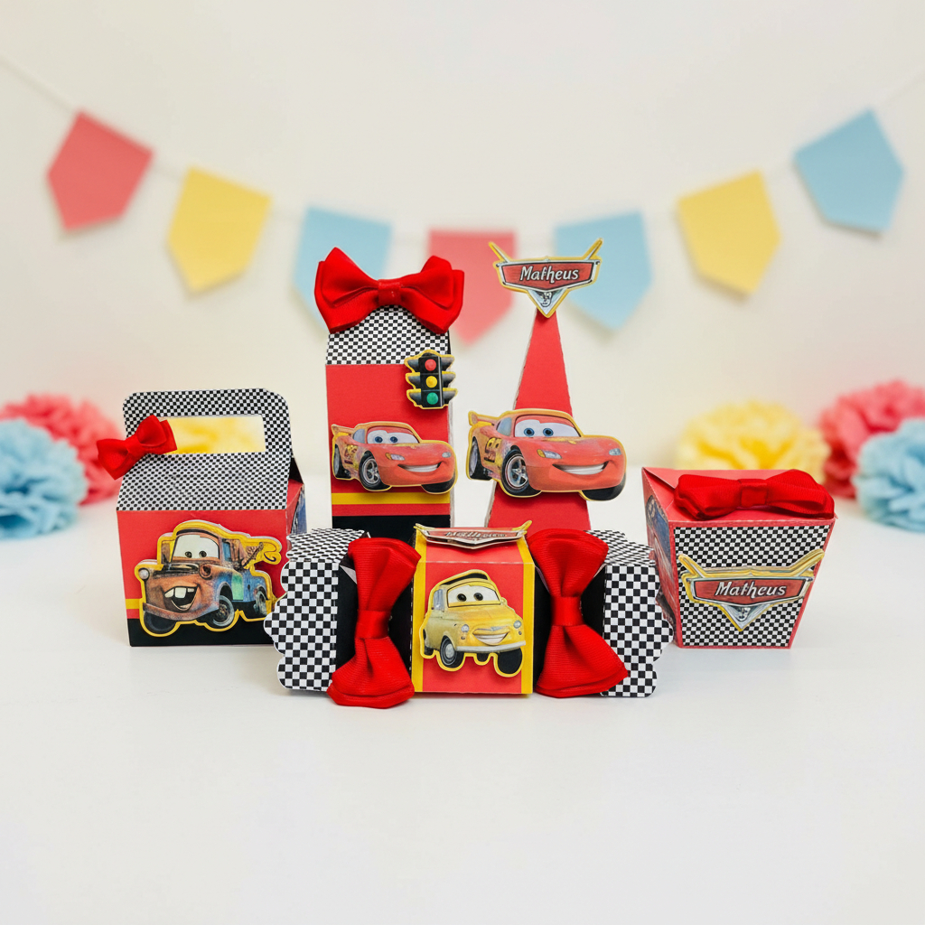 Kit 15/20/35 Caixinhas Personalizadas Carros/ Lembrancinha aniversário/ Desenvolvemos qualquer tema / Papelaria Clássica