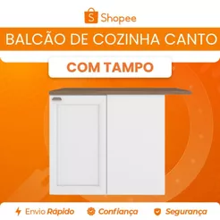 Balcão Cozinha Canto Reto 95cm 1 Porta com Tampo Unna Poliman Branco