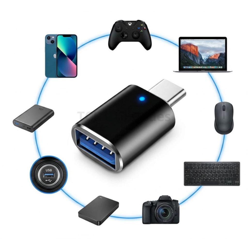 Adaptador OTG Tipo C para USB 3 Alta Velocidade 5Gbps Android Macbook Celular PC