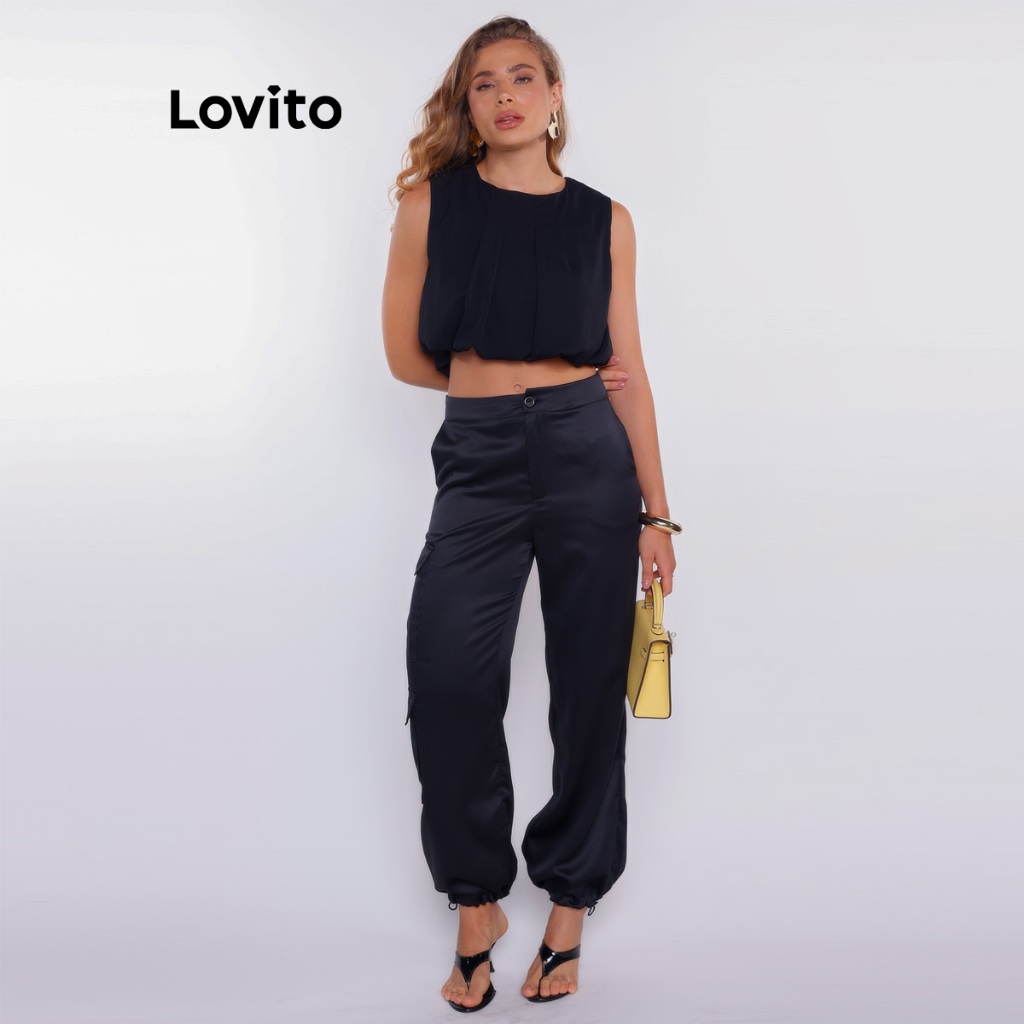 Imagem Lovito Calça Parachute Tactel Feminina BRPTB16491679