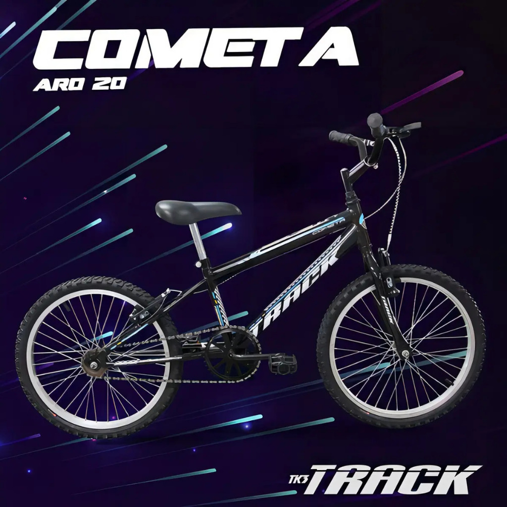 Bicicleta Juvenil Aro 20 Track Bikes Cometa Unissex Cor Preto Tamanho do quadro 11