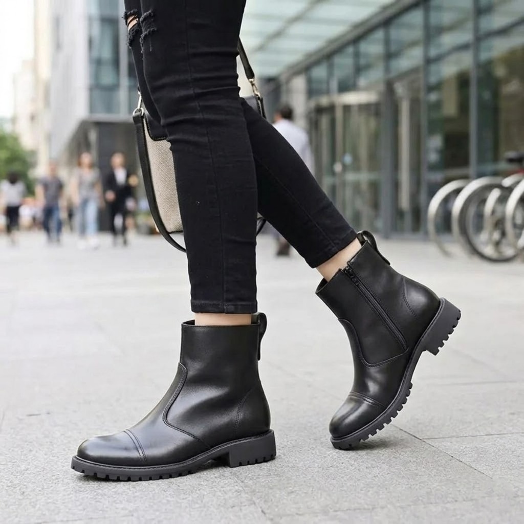 Bota Chelsea Feminina Couro Legítimo Tratorada Confortável Antiderrapante Moda Inverno Urbana