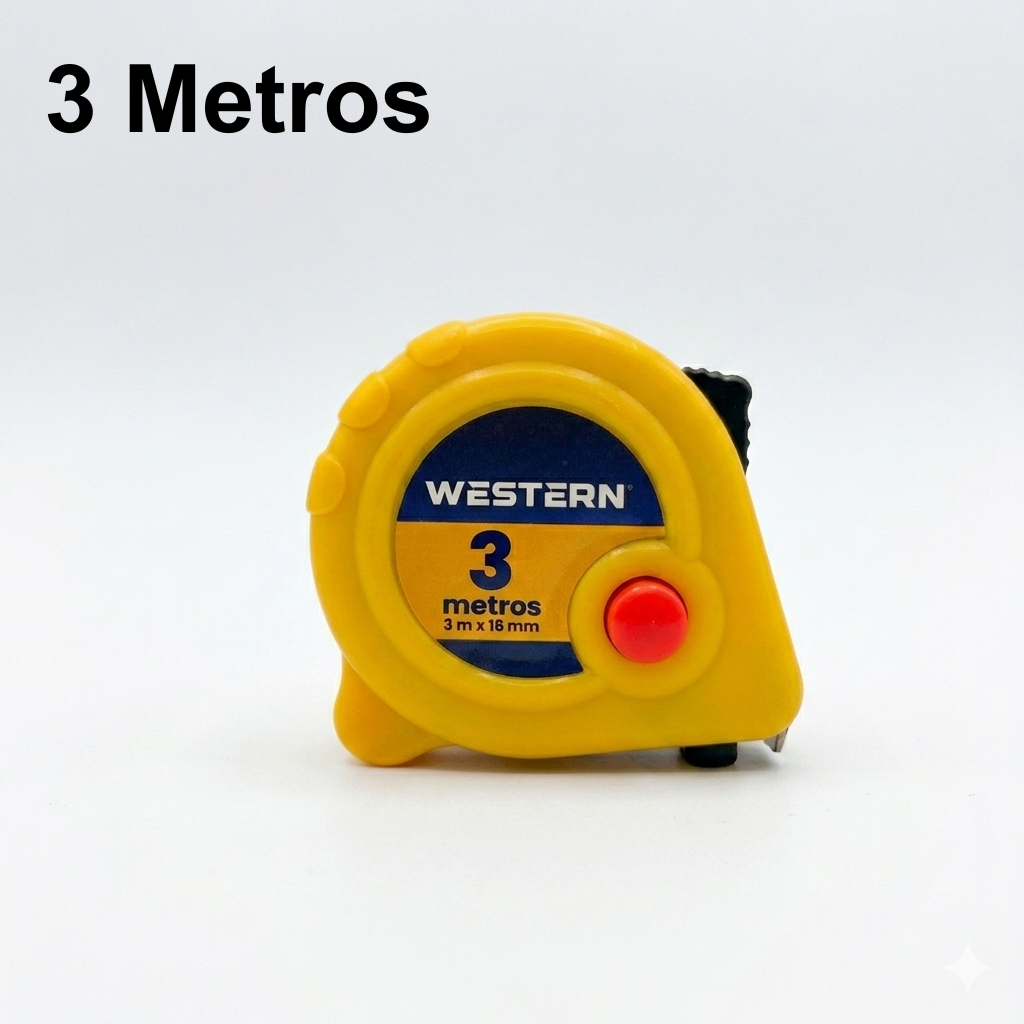 Trena Profissional 3 Metros Western Com Trava E Clip De Cinto - Medição Precisa Resistente Compacta