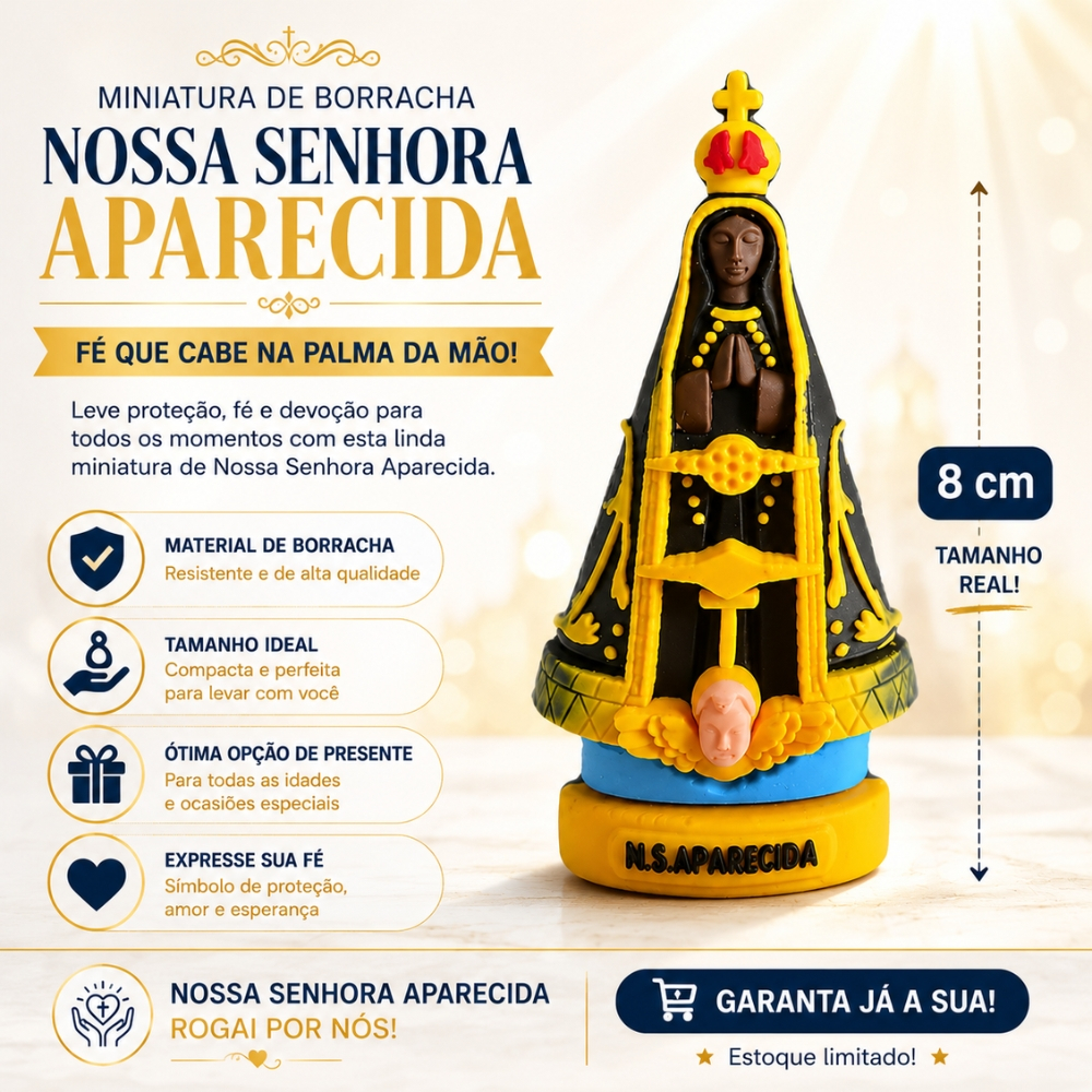 Imagem Nossa Senhora Aparecida Borracha 8 cm Presente