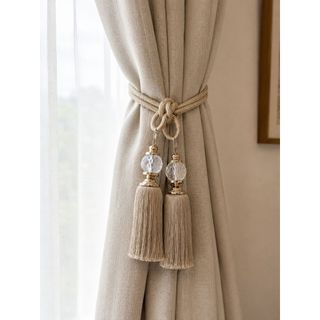 Kit 2 Pçs Prendedor De Cortina Redondo Transparente Com Franjas Para Cortina De Decoração