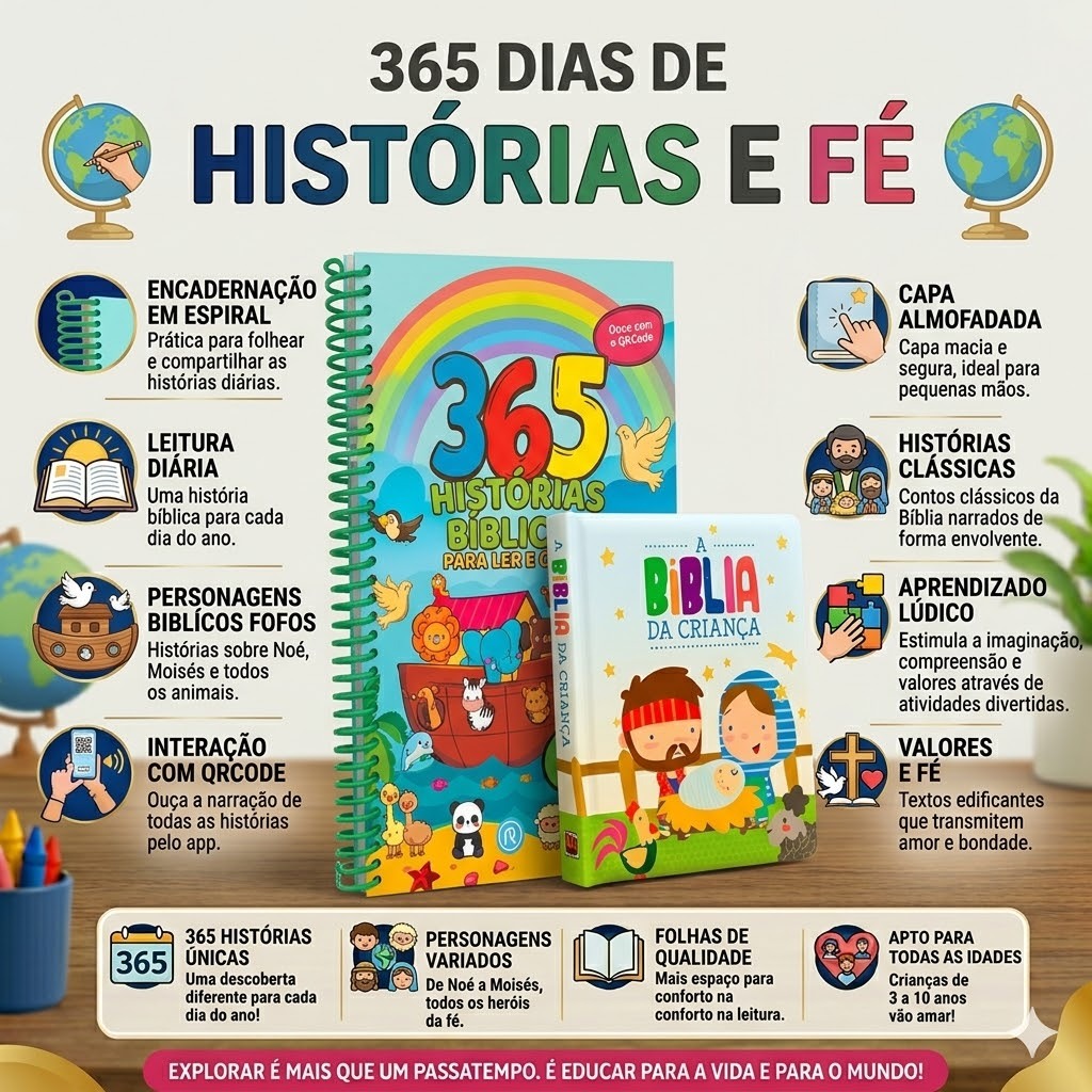 Kit C/2 Livros / 365 Histórias Bíblicas + A Bíblia da Criança 