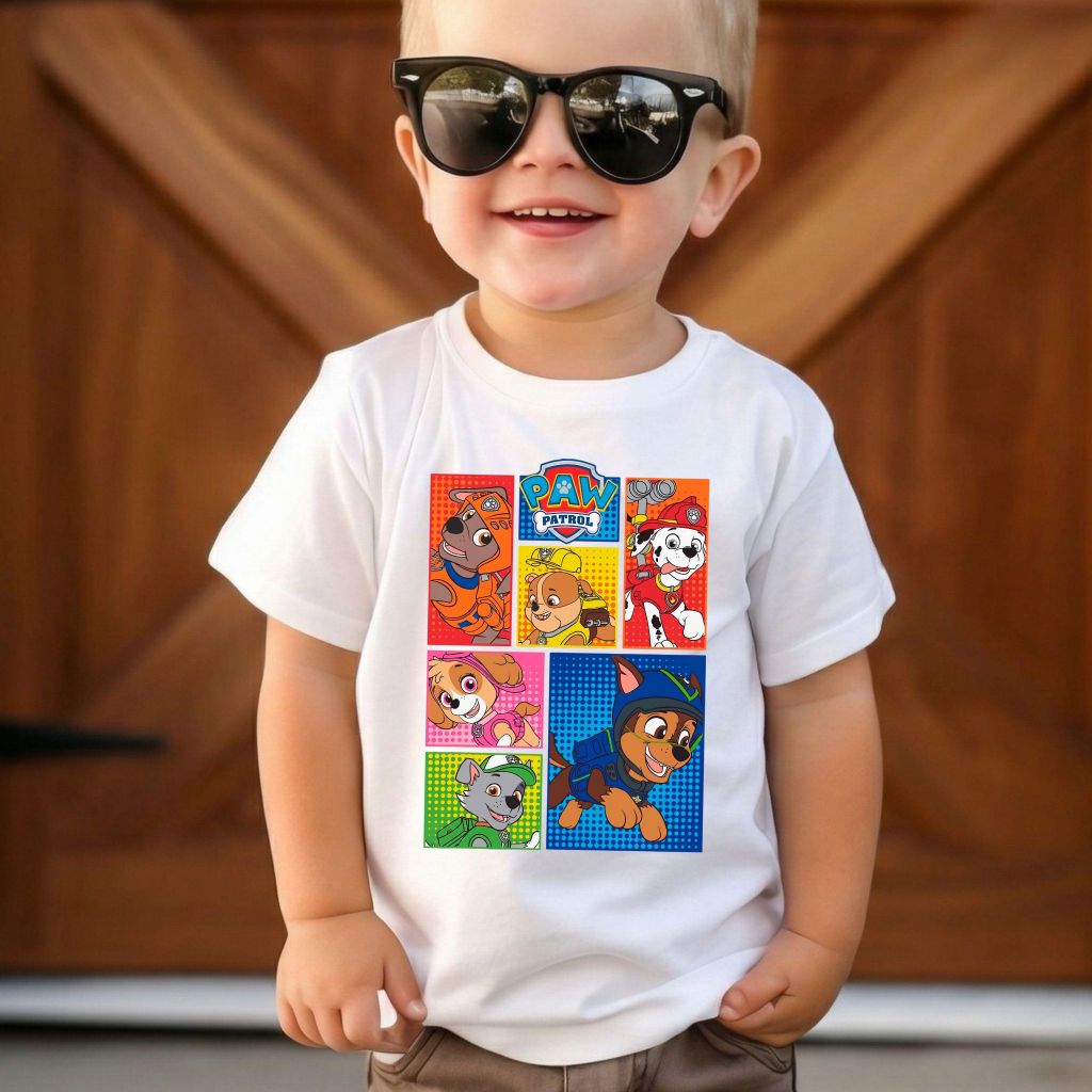 Camiseta Infantil Menino Desenho Cachorro Algodão 100% Premium Blusa Criança e Adulto Confortável