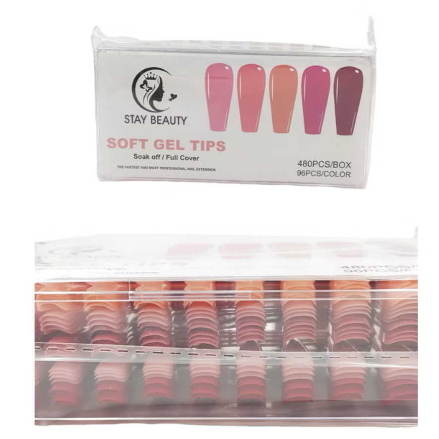 KIT 480 Uniades Unha Postiça Soft Gel Almond Bailarina Fosca Em Gel