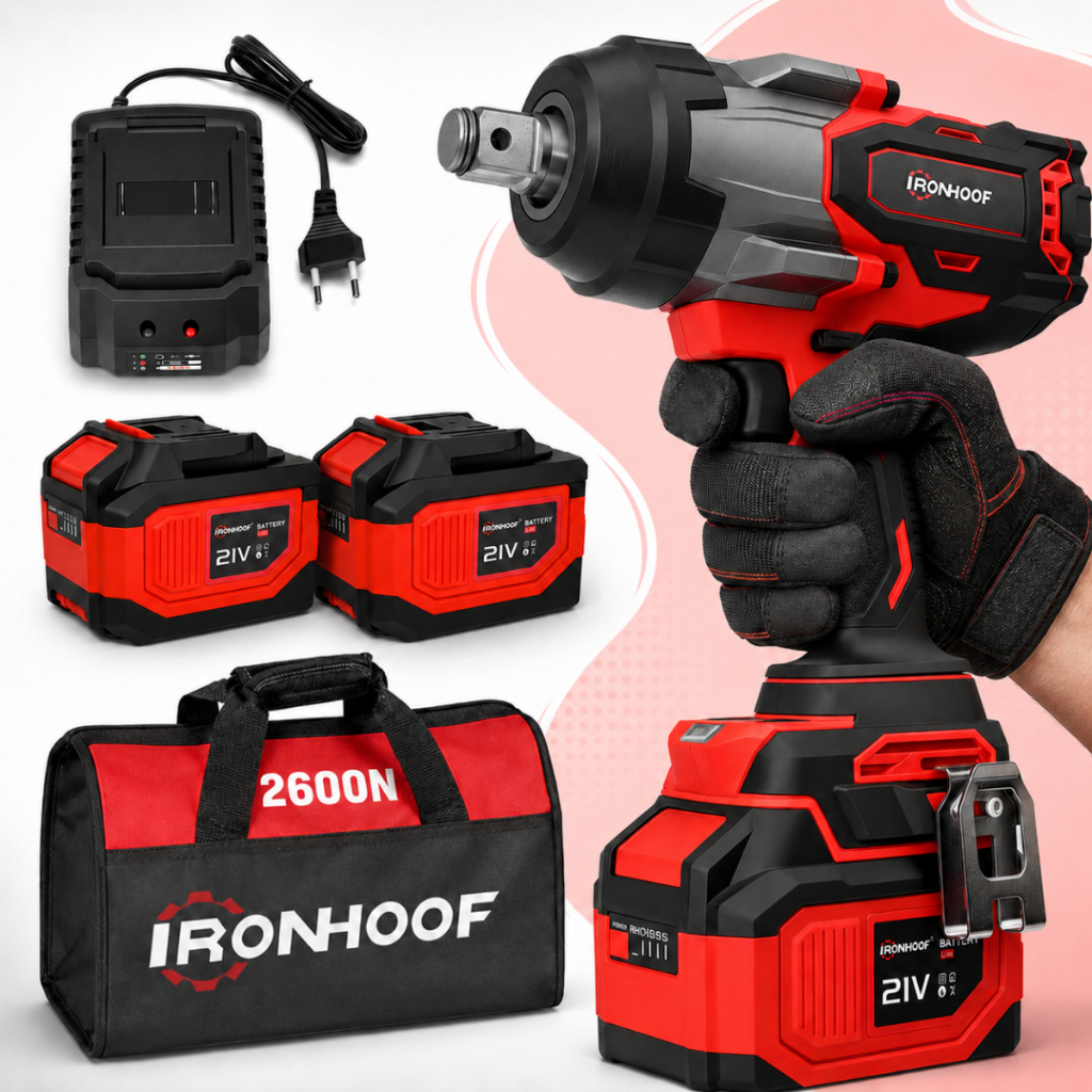 Chave De Impacto A Bateria 2600N.M Profissional Brushless Com 2 Baterias